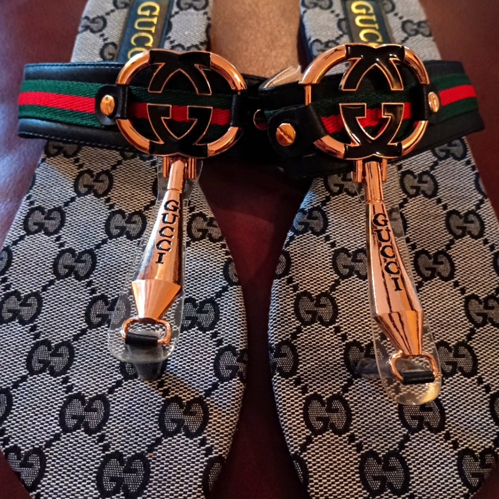 Gucci Black and Gold Sandals with Luxurious Design